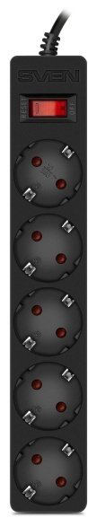Сетевой фильтр Sven SF-05E 5,0м (с защитными шторками) черный