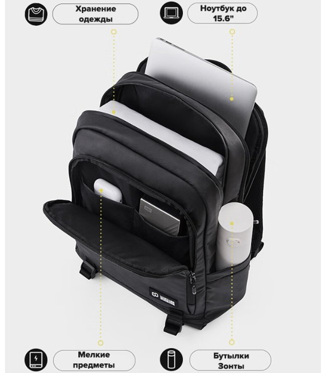 Рюкзак Xiaomi NinetyGo Urban Sports Backpack полиэстер черный купить,0