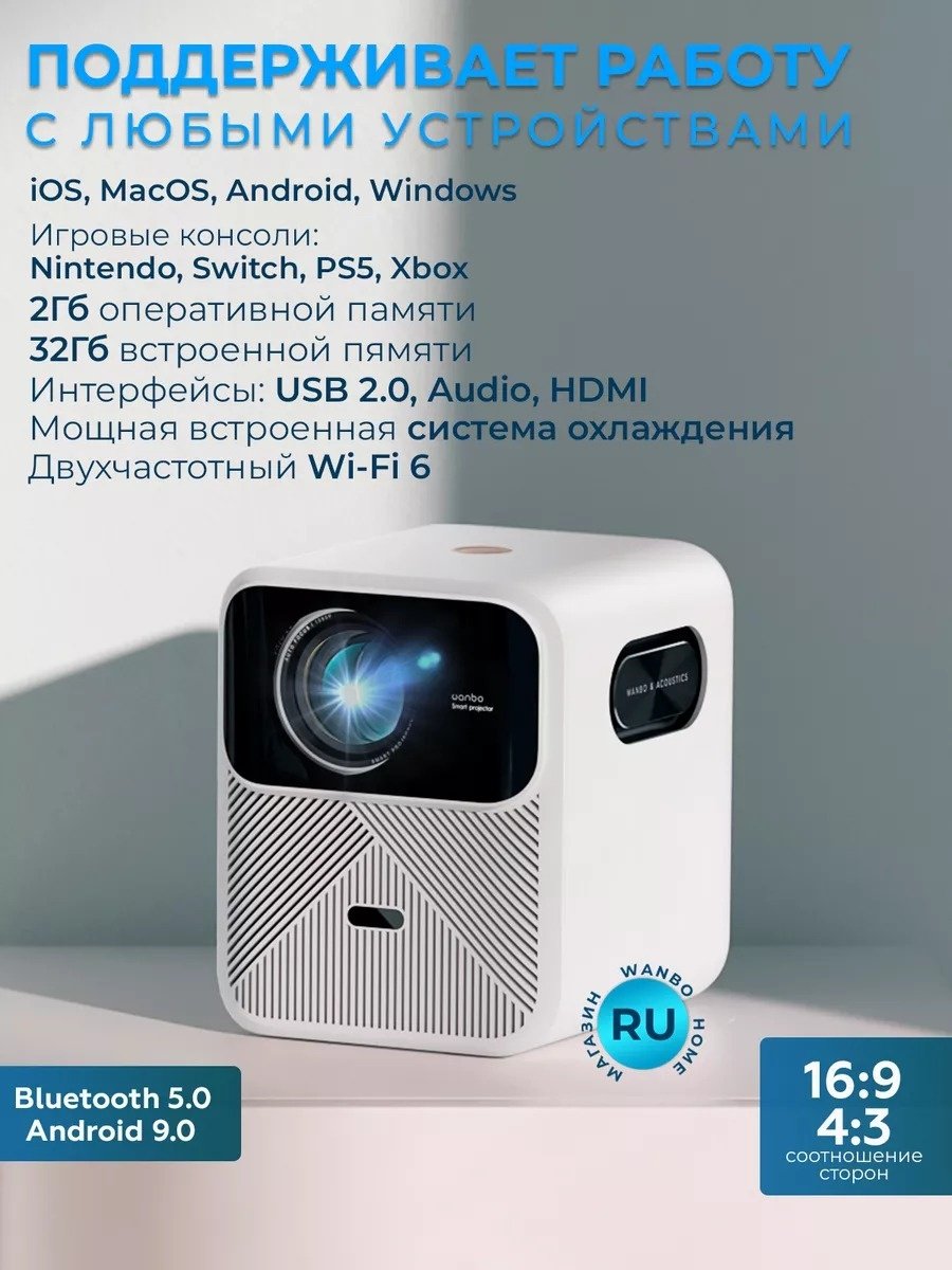 Проектор Wanbo Mozart 1 - ForteMarket Проектор Wanbo Mozart 1 купить,0