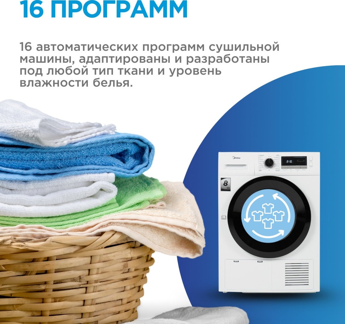 Сушильная машина Midea MDG05C80/W-KZ белый купить,0