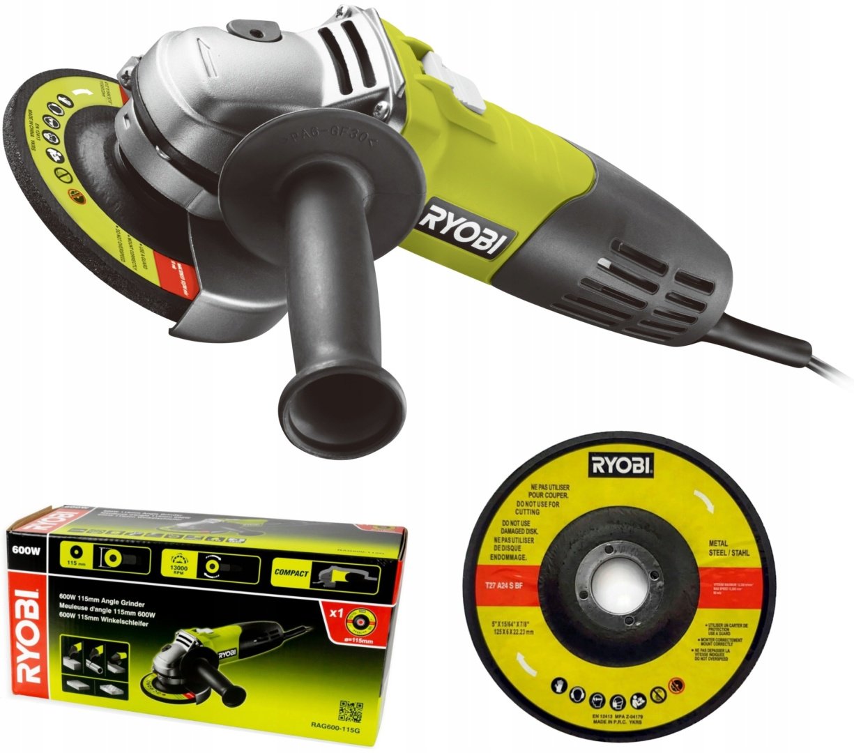 Шлифмашина угловая RYOBI RAG600-115G купить,0