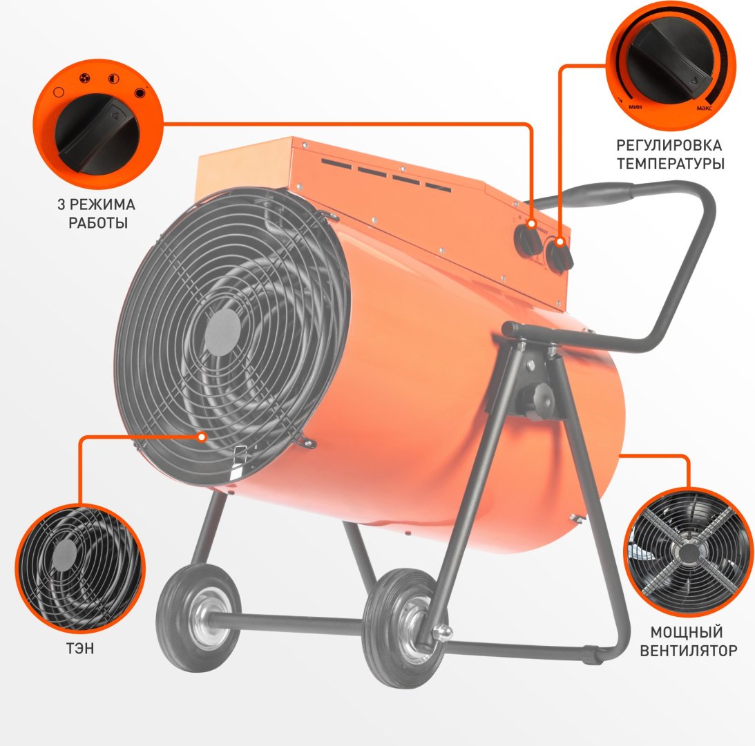 Тепловая электрическая пушка Patriot PT-R 30, 30 кВт купить,0