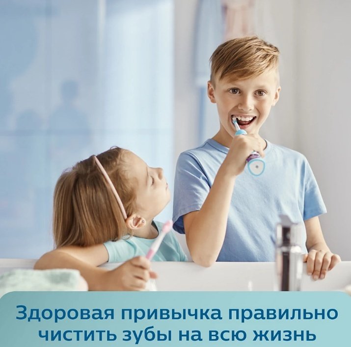 Электрическая щетка Philips звуковая Sonicare For Kids HX6352/42 щетина мягкая купить,0