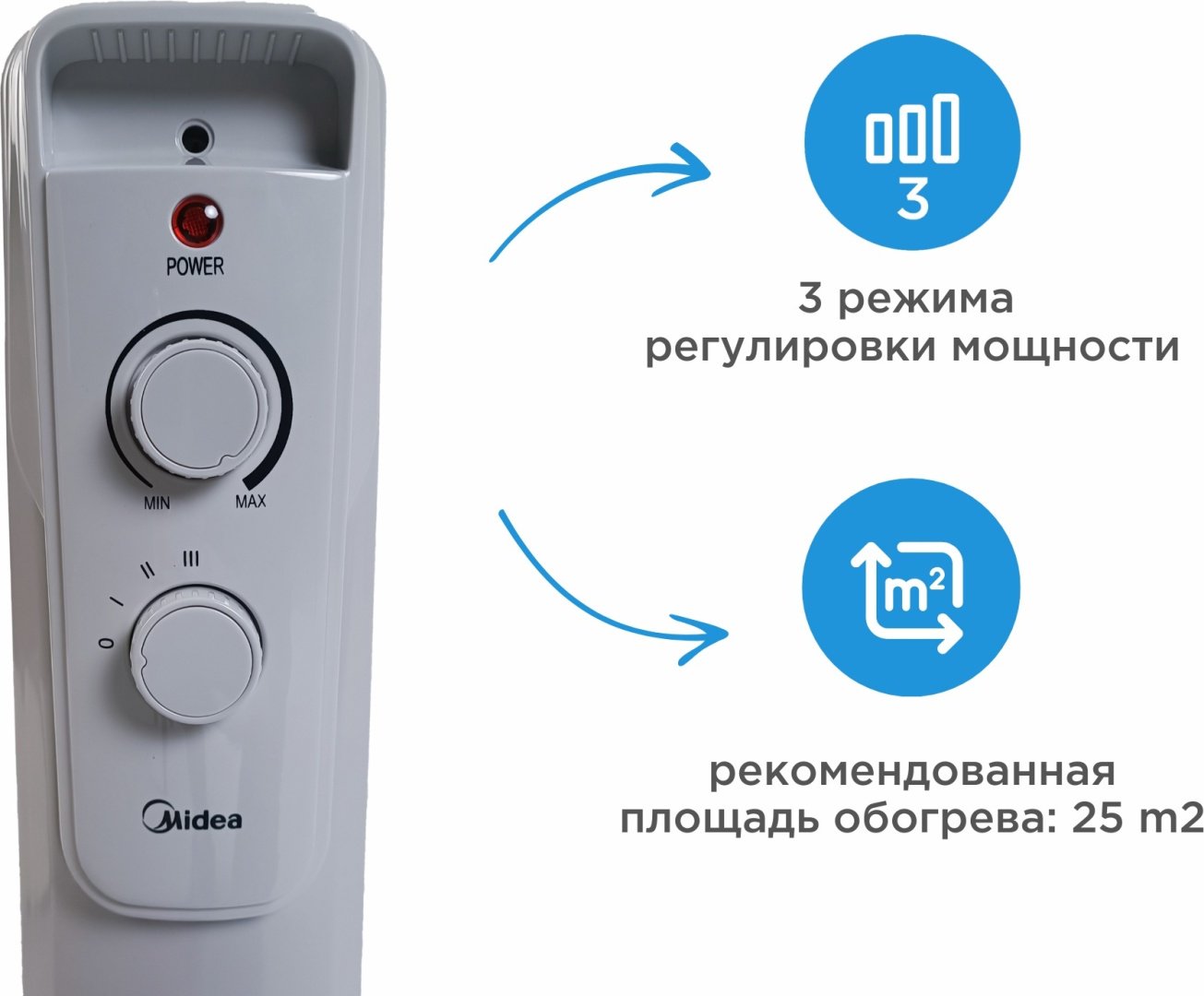 Масляный радиатор Midea NY2009-16JA белый - ForteMarket Масляный радиатор Midea NY2009-16JA белый купить,0