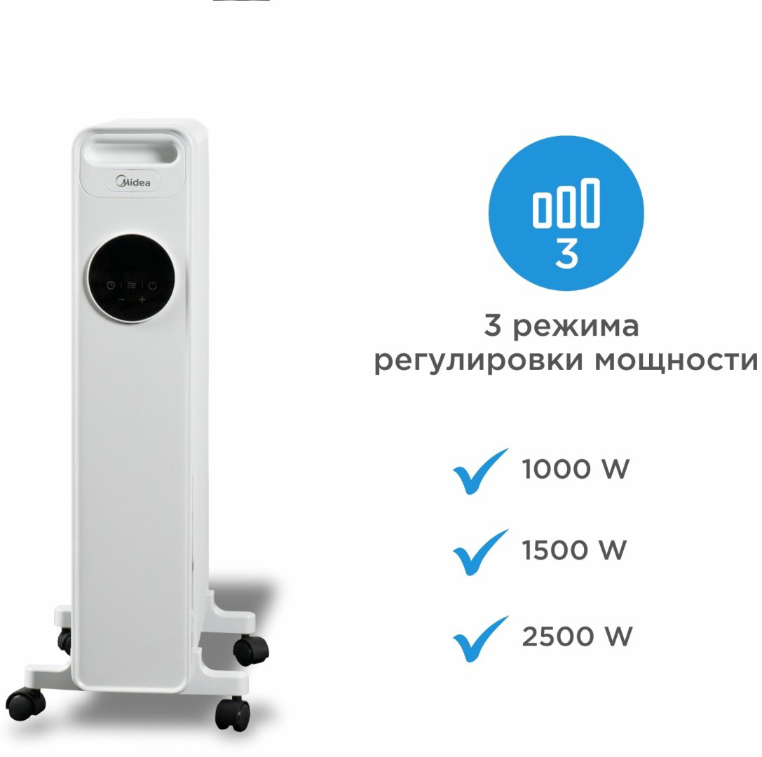 Масляный радиатор Midea NY2513-22MR белый купить,NaN