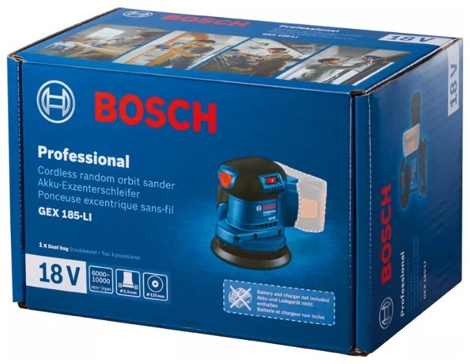 Шлифмашина эксцентриковая Bosch GEX 185-LI 06013A5020 - ForteMarket Шлифмашина эксцентриковая Bosch GEX 185-LI 06013A5020 купить,0