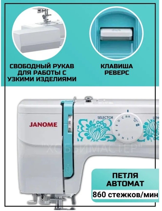 Швейная машина Janome HD1019голубой белый, зеленый - ForteMarket Швейная машина Janome HD1019голубой белый, зеленый купить,0