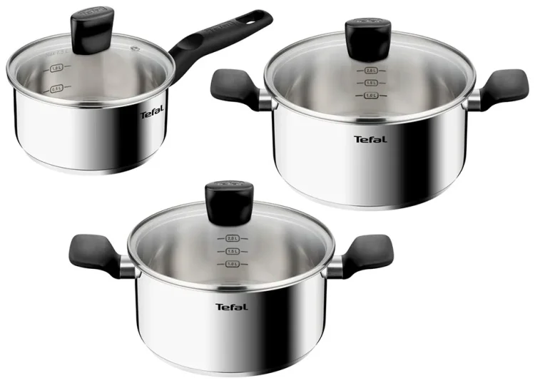 Набор посуды Tefal G764S674 Confidence серо-черный 6шт