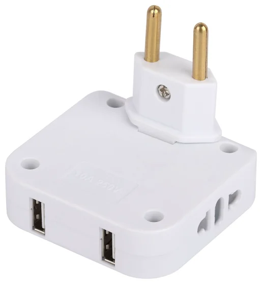Разветвитель электричества ЭРА SPF-2-FL-USB поворотный на 2 розетки + 2USB 10А белый купить,NaN