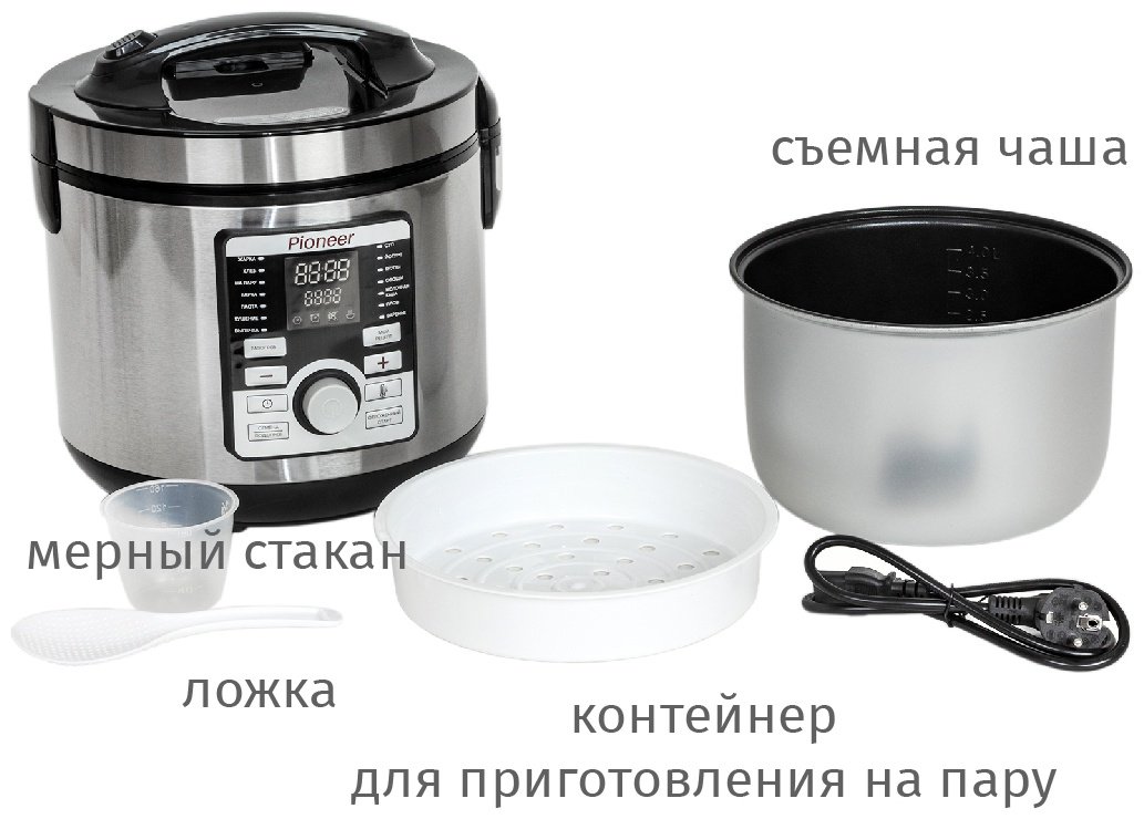 Мультиварка Pioneer MC203 черный, серебристый - ForteMarket Мультиварка Pioneer MC203 черный, серебристый купить,0