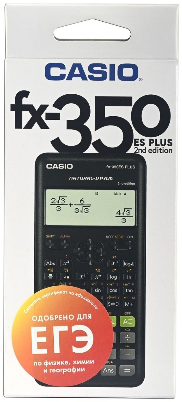 Калькулятор научный CASIO FX-350ESPLUS-2WETD, 12-разрядный, черный купить,0