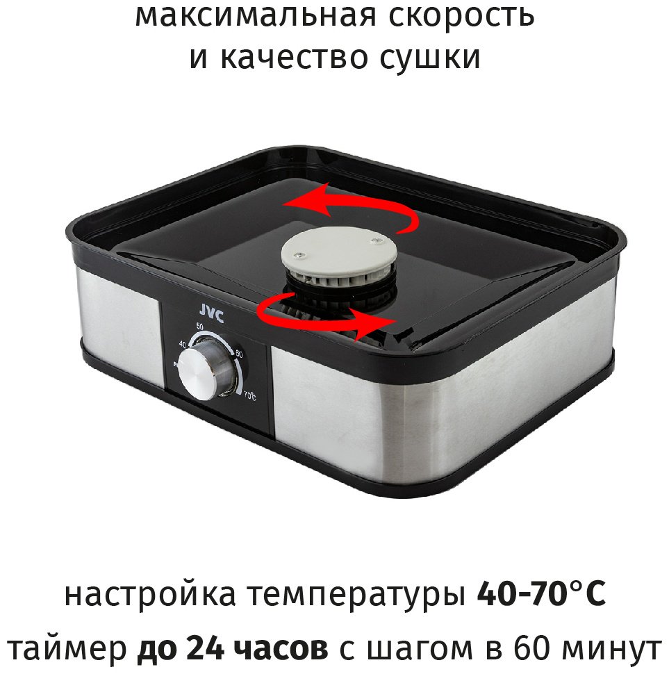 Электросушилка JVC JK-FD751 серебристый, черный - ForteMarket Электросушилка JVC JK-FD751 серебристый, черный купить,0