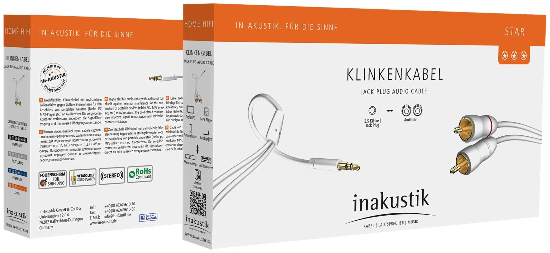 Кабель Inakustik 3.5 mm jack - RCA 0.75 м купить,0