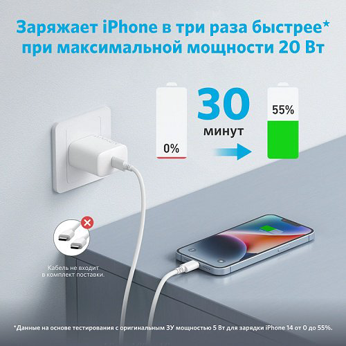 Зарядное устройство Anker 312 USB Type-C белый купить,NaN