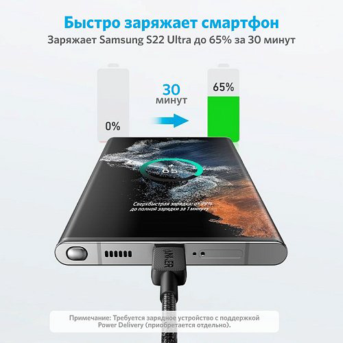 Кабель Anker USB TypeC (M) черный купить,NaN