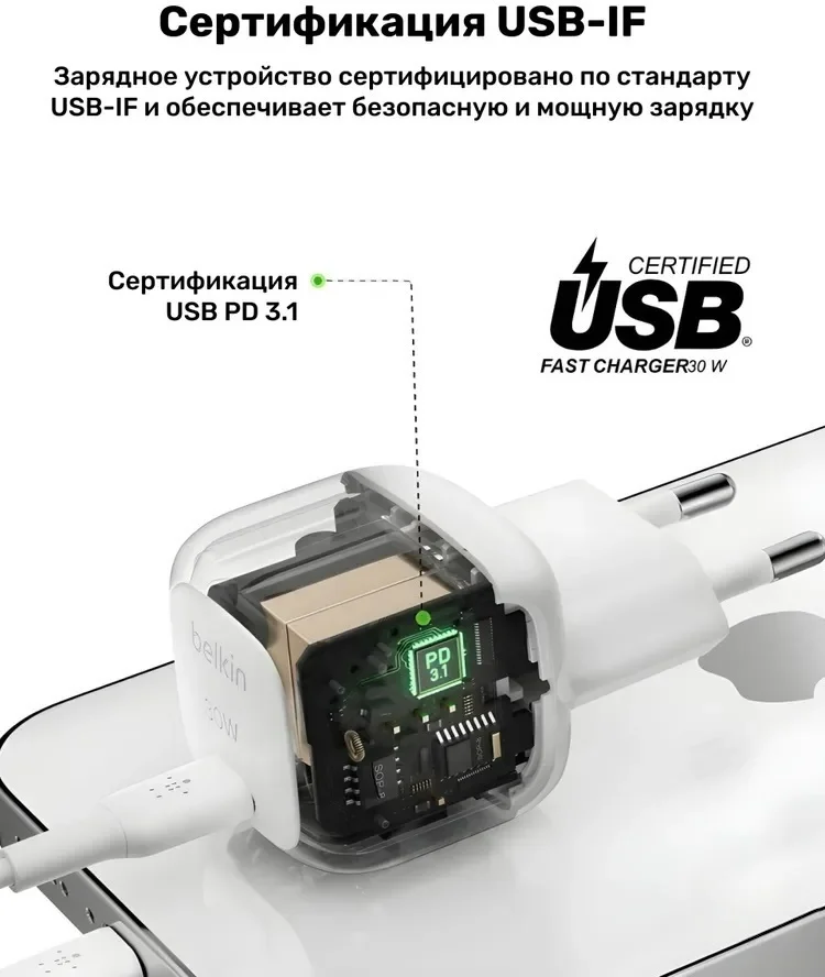 Адаптер питания Belkin Wall Charger WCA008KQWH белый купить,12980