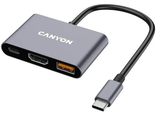 USB Хаб Canyon DS-4 3in1 USB-C серый