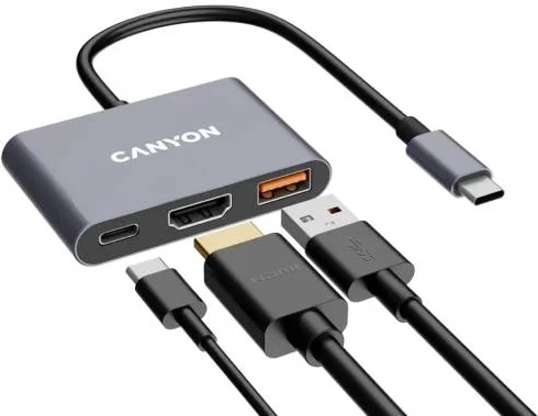 USB Хаб Canyon DS-4 3in1 USB-C серый