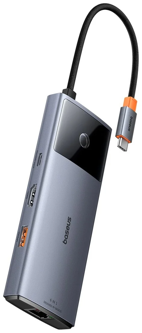 Док-станция Baseus Metal Gleam II 6-in-1 B00061802813-00 серый купить,27990