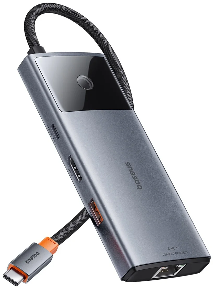 Док-станция Baseus Metal Gleam II 6-in-1 B00061802813-00 серый купить,27990