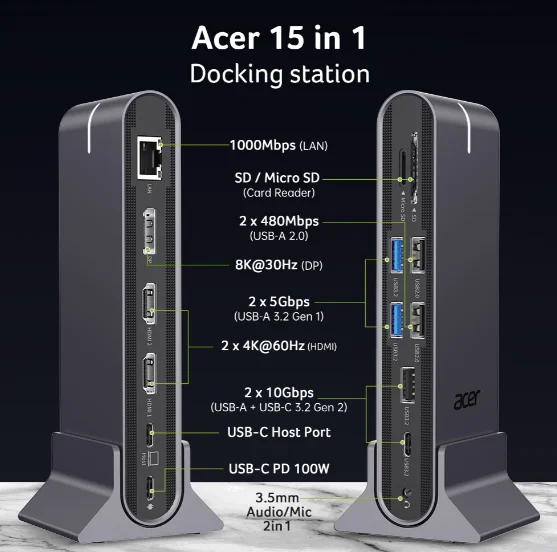 Док-станция Acer Type C Universal docking station 15in1 HP.DSCAB.022 серый - ForteMarket Док-станция Acer Type C Universal docking station 15in1 HP.DSCAB.022 серый купить,69990