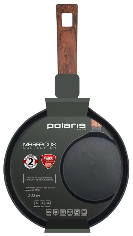 Сковорода блинная Polaris Megapolis-22PC 22см коричневый