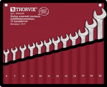 Thorvik набор ключей комбинированный 6-22 мм W3S12TB, 12 шт