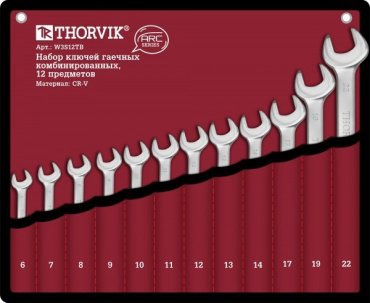 Thorvik набор ключей комбинированный 6-22 мм W3S12TB, 12 шт