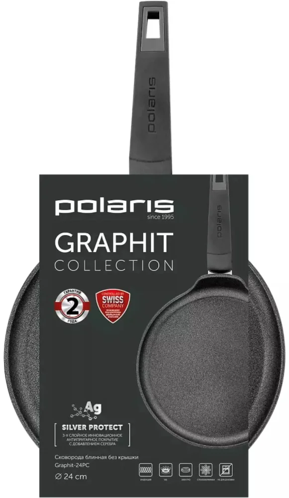 Сковорода блинная Polaris Graphit-24PC 24см графит купить,12990