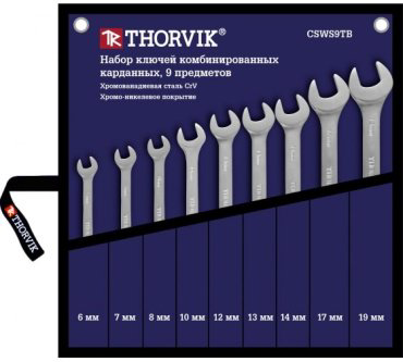 Thorvik набор ключей комбинированный 6-19 мм CSWS9TB, 9 шт