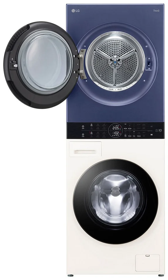 Стиральная машина с сушкой LG WashTower Objet  W4W8LVPK4HM 60х60х165.5см сине-бежевый