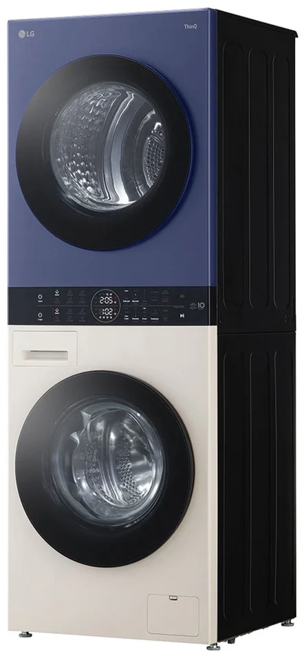 Стиральная машина с сушкой LG WashTower Objet  W4W8LVPK4HM 60х60х165.5см сине-бежевый