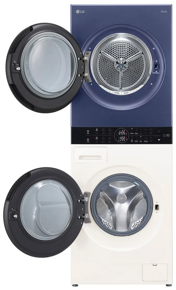 Стиральная машина с сушкой LG WashTower Objet  W4W8LVPK4HM 60х60х165.5см сине-бежевый купить,1129990