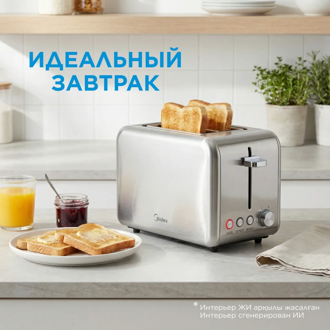 Тостер Midea MT-RS2L17W2 стальной купить,39990