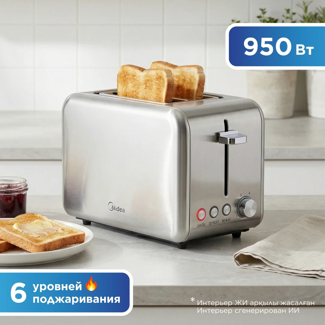 Тостер Midea MT-RS2L17W2 стальной