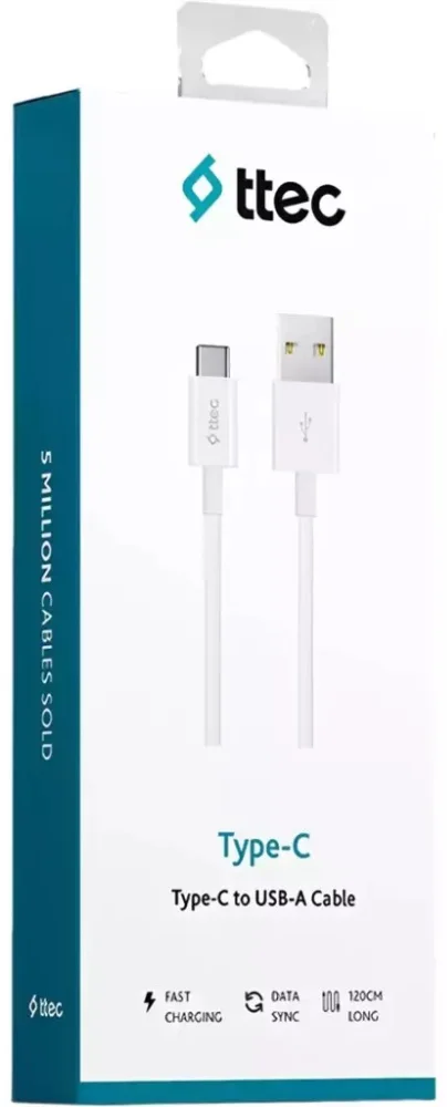 Кабель TTEC USB-A to USB-C 1.2м белый