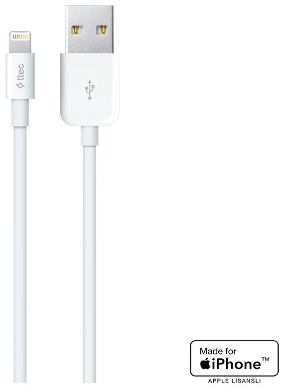 Кабель TTEC Lightning to USB 1.2м белый купить,6960
