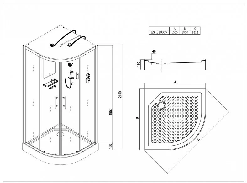 Кабина душевая Esbano ES-L 100 CR 100х100х210см
