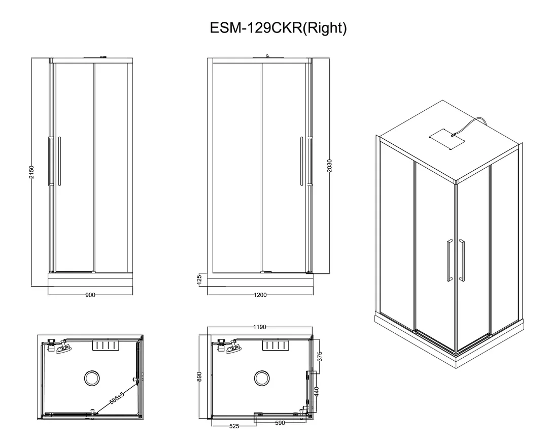 Кабина душевая Esbano ESM-129 CKR 120х90х215см купить,823300