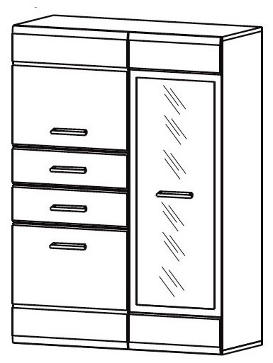 Распашной шкаф Гербор Вушер REG1W2D2S 13/9 L/P, 90x127.5х37.5 см, коричневый купить,NaN