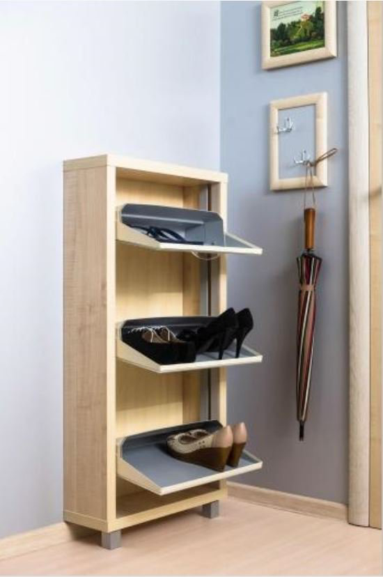Тумба для обуви Айрон Люкс 3 полки клен/стекло белое купить,NaN