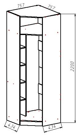 Шкаф угловой Астрид мебель Геометрия, 75.5x220х75.5 см, белый, золотистый купить,NaN