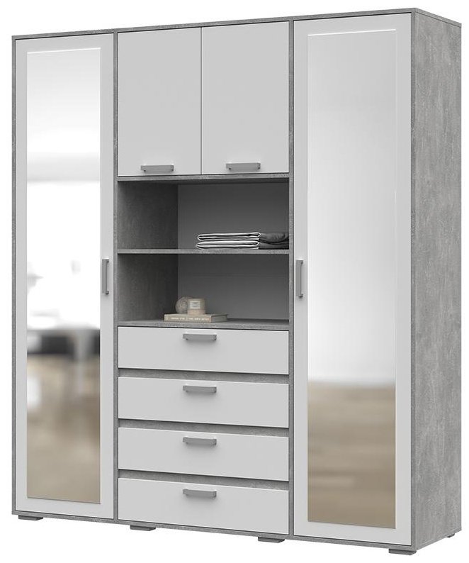 Распашной шкаф Стендмебель Денвер, 180x202х50.4 см, серый, белый