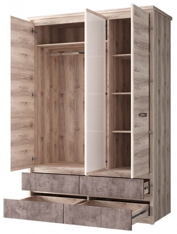 Шкаф ANREX Джаз 3DG4S Z 127x210х59.5см бежевый купить,NaN