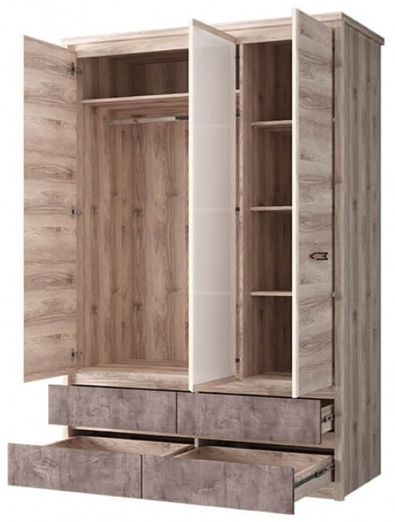 Шкаф ANREX Джаз 3DG4S Z 127x210х59.5см бежевый купить,NaN