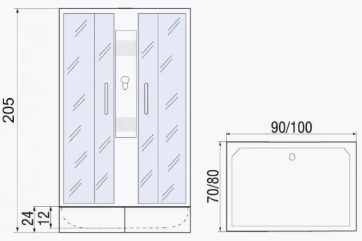 Душевая кабина River QUADRO Б/К XL 100/80/41 MT 100х80х220см