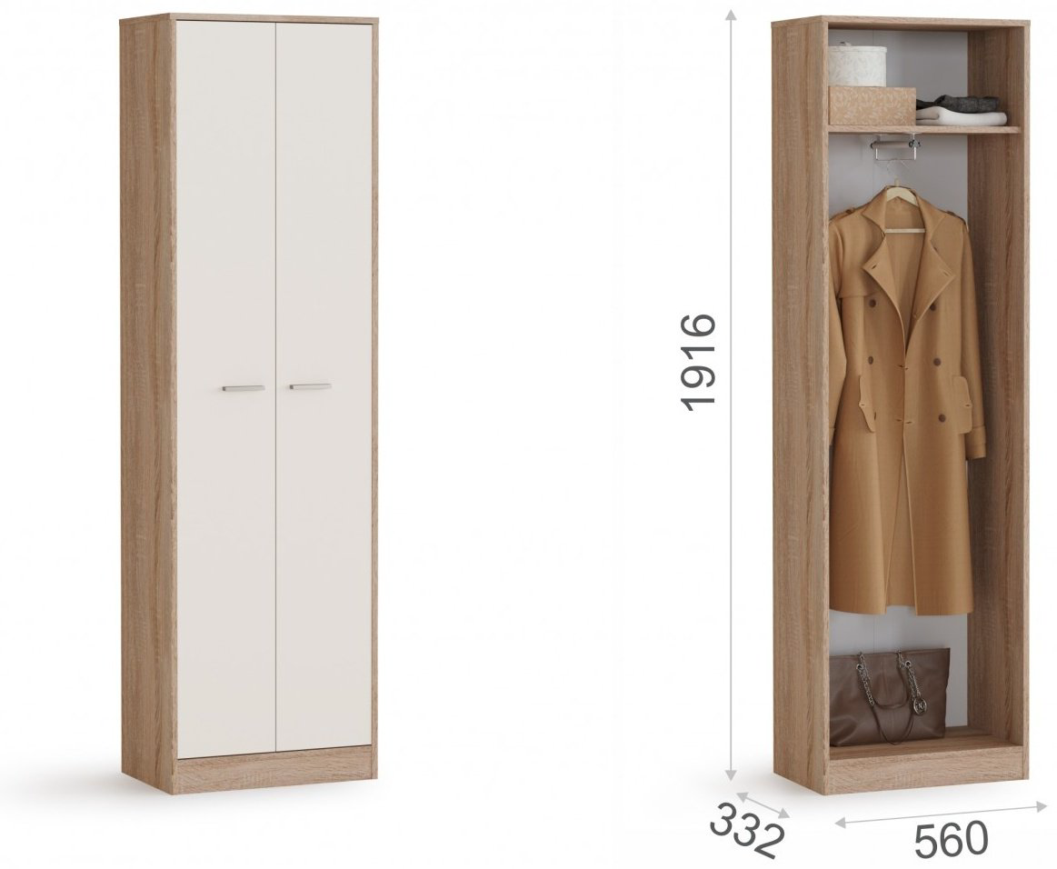 Распашной шкаф Imperial Интер 56x191.6х33.2см коричневый купить,NaN