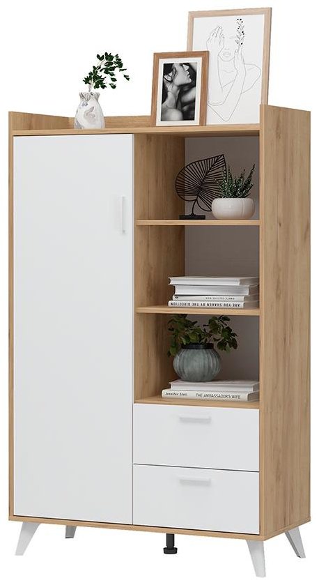 Распашной шкаф Стендмебель Ирис, 93.5x150.5х42.5 см, белый, золотой