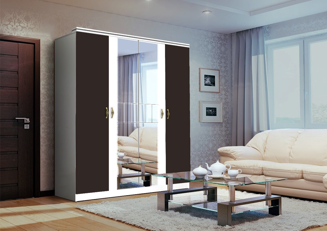 Шкаф распашной Lider Classic Кардинал 160x206х52см бело-коричневый купить,NaN