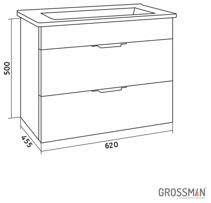 Тумба с умывальником и зеркалом Grossman Кросс 65 серый купить,NaN